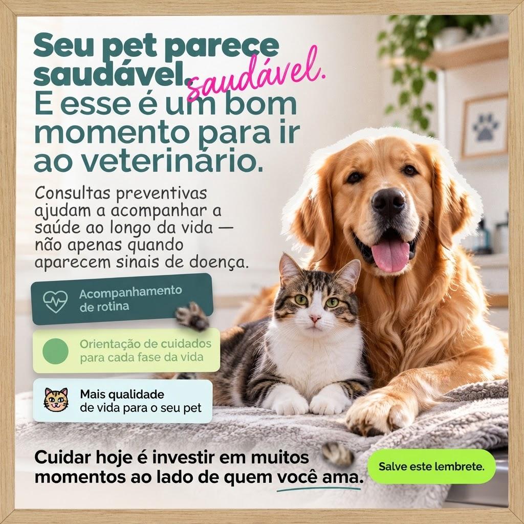 Post veterinário com composição visual confusa